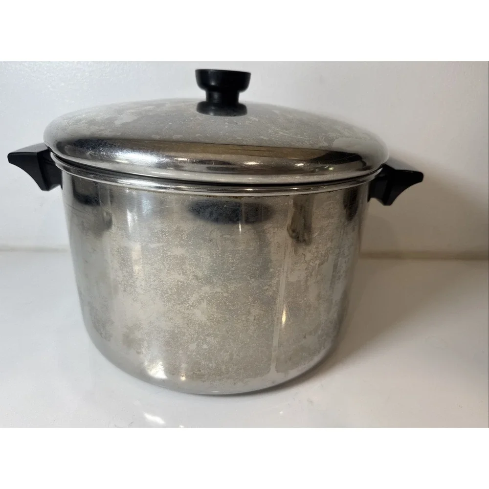 Revere Ware 1801 Vintage 8 Quart Tri-Ply Stock Pot & Lid 88-A Stainless USA made